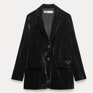 ZARA WRINKLED VELVET BLAZER ZW COLLECTION